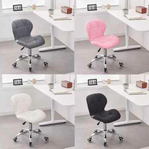 Cushioned Computer Desk Office Chair Chrome Legs Lift Swivel Small Adjustable UK - Picture 1 of 26