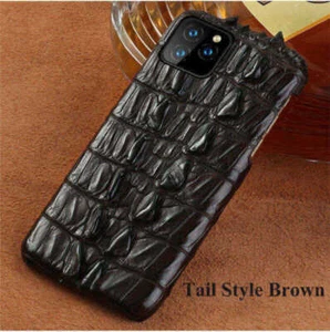 Recubrimiento Funda Cuero Cocodrilo Genuino Para iPhone 15 14 13 Pro Max Cubierta Caimán - Imagen 1 de 25