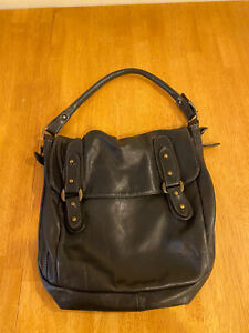 Francisco Biasia Genuine Leather Purse Shoulder Bag Made In Italy Zip Black