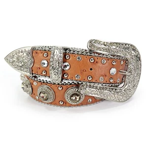 West Star Kid's Western Belt Ostrich Rhinestones Bling Size Large 27"- 28" Waist - Picture 1 of 7