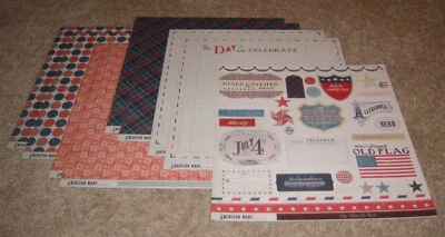 Lote de 8 papeles para álbum de recortes My Mind's Eye 12x12 con recortes ~ Hecho en Estados Unidos Celebrate Foto 1 de 4