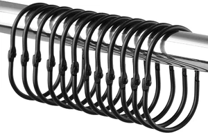 12 Pack Shower Curtain Hooks, Rustproof Decorative Shower Curtain Rings Metal Wi - Picture 1 of 12