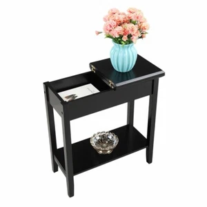 Flip Top End Table Narrow Side Table Sofa Table Space-saving Home Decor Storage - Picture 1 of 11