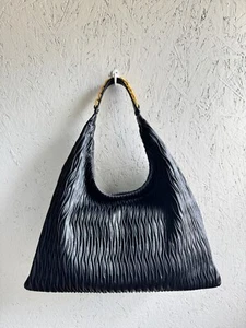Bolso de hombro Donna Karan NY Bellmore cuero texturizado XL - negro (usado) - Imagen 1 de 17