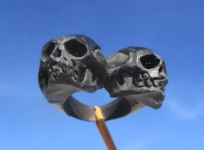 Zwei Schädel , Skull - Ring Größe 20 Aus Büffelhorn  Geschnitzt ! • 22€