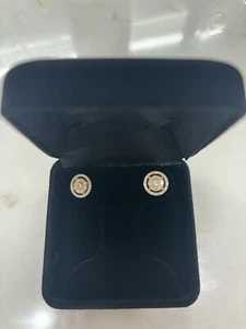 14K White Gold Halo Stud Jacket Earrings With 2.41 Carats Round Natural Diamonds - Picture 1 of 9