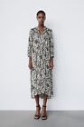 Zara printed Dress With Lace Inserts New S 