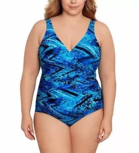 Miradonna Miraclesuit Size 06 Zig Zag Shaping V Neck One Piece Swimsuit - Picture 1 of 6