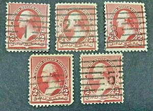 US Stamps #220 Used-Numeral Cancels- 1 thru 5 - Washington 2c - Picture 1 of 2