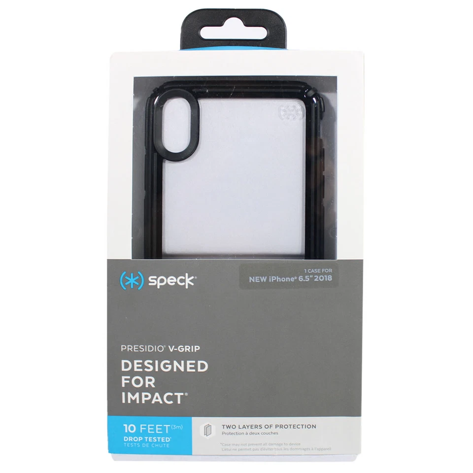 Speck Presidio V-grip Case Cover for Apple iPhone XS Max Clear Black Es227