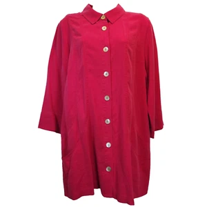 Soft Surroundings Rendevous Shirt Cerise Womens Top Sz XL Linen Blend Barbiecore - Picture 1 of 8