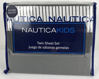 Nautica Kids TWIN Dark Grey Premium Cozy Sheet Set 3 Piece Set - Image 1 of 4