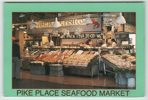 Kontinentale Postkarte Pike Place Meeresfrüchte Einkaufsmarkt in Seattle, WA. - Bild 1 von 2