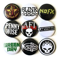 1990s Punk Bands Badges Buttons Pin Set Lot x 9 One Inch 25mm Music 90s
