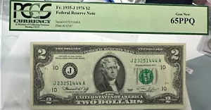 Fr 1935-J 1976 $2 FRN PCGS 65PPQ GEM KANSAS CITY GREEN SEAL BANKNOTE - Picture 1 of 4