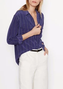 NWT Equipment Signature Stripe Silk Shirt Blouse in Ultramarine Size XS $268 - Picture 1 of 3