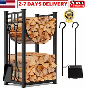 Kaminwerkzeug Set & Scheitholzregal Brennholzhalter Holzlager Feuerzubehör - Bild 1 von 12