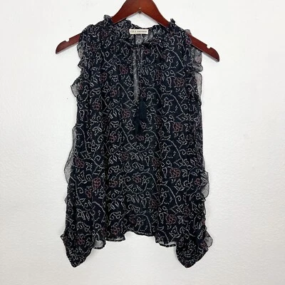 Ulla Johnson Black Dunia Cold Shoulder Silk Blouse Size 0 - Image 1 of 4