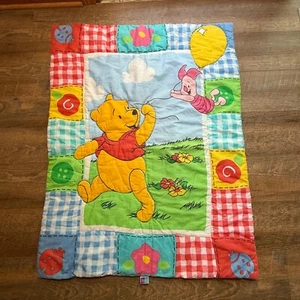 Vintage Winnie the POOH Ferkel Baby Krippe Bettdecke rot Kalliope Decke Luftballons - Bild 1 von 9