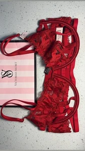 Victoria's Secret sehr sexy roter Spitzen-Bralette mit Riemchen 32D neu mit Etikett - Bild 1 von 3