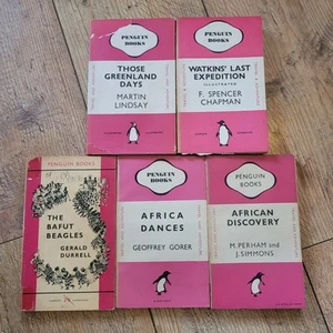 Job Lot x 5 Rare Vintage Pink Penguin Travel Cerise Books 1930s-1940s - Picture 1 of 12