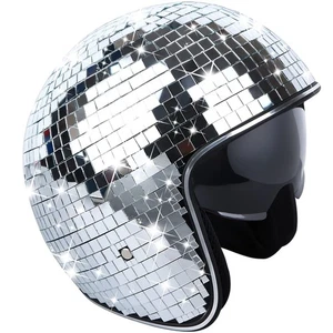 Disco Ball Helmet With Retractable Visor- Disco Cap Helmet Glitter Mirror Glass - Picture 1 of 20