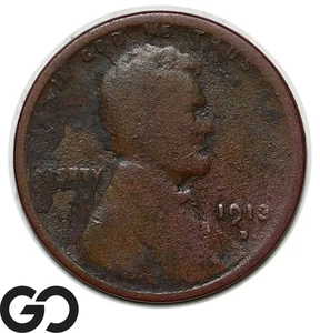 1913-D Lincoln Cent Wheat Penny - Picture 1 of 3