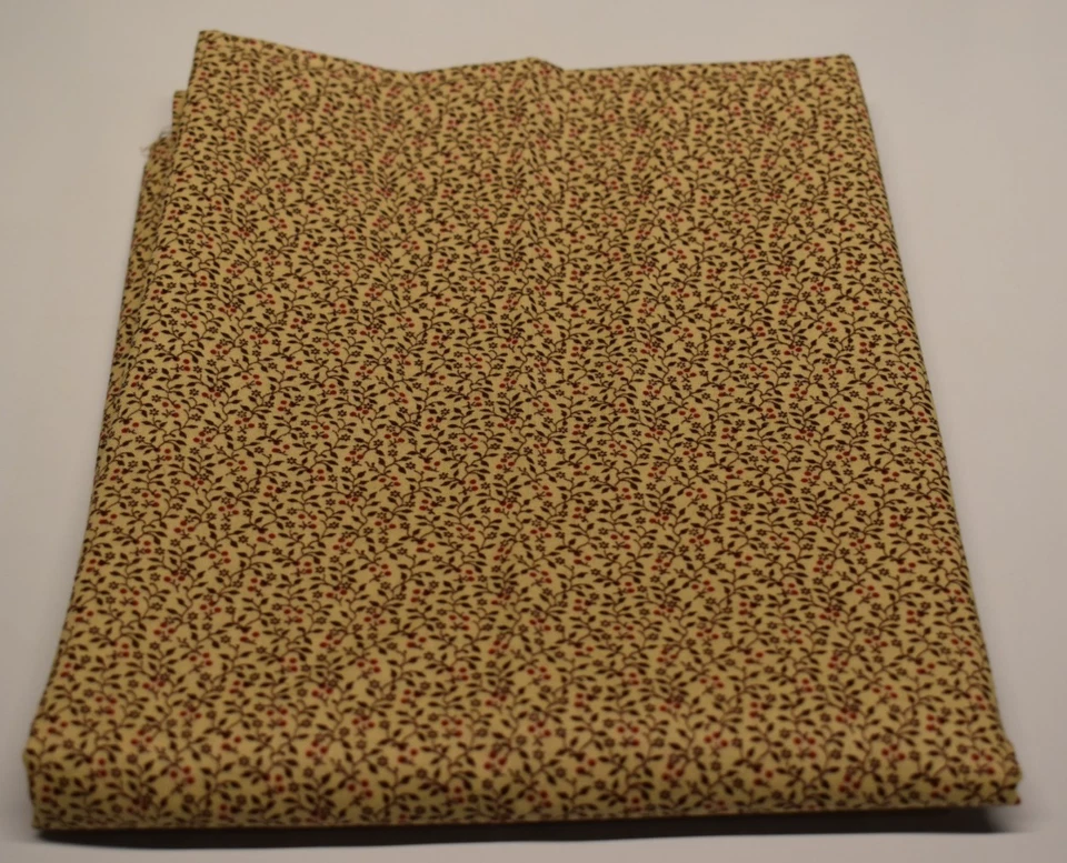 1 jarda x 44" tecido de algodão CONCORD FLORAL DELICADO pradaria calico videiras VERMELHO MARROM - Imagem 1 de 3