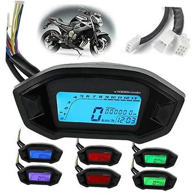 Velocímetro digital LCD universal para motocicleta, tacómetro, odómetro con 7  Foto 1 de 4