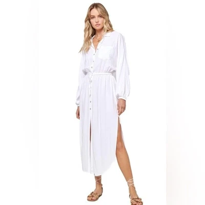 Maxi Vestido L*Space Blanco Cubre Abotonado Talla M Foto 1 de 4