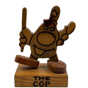 Vintage Don Mars Originals The Cop Wood Carving Figurine 1981 Novelty Police Art - Picture 1 of 9