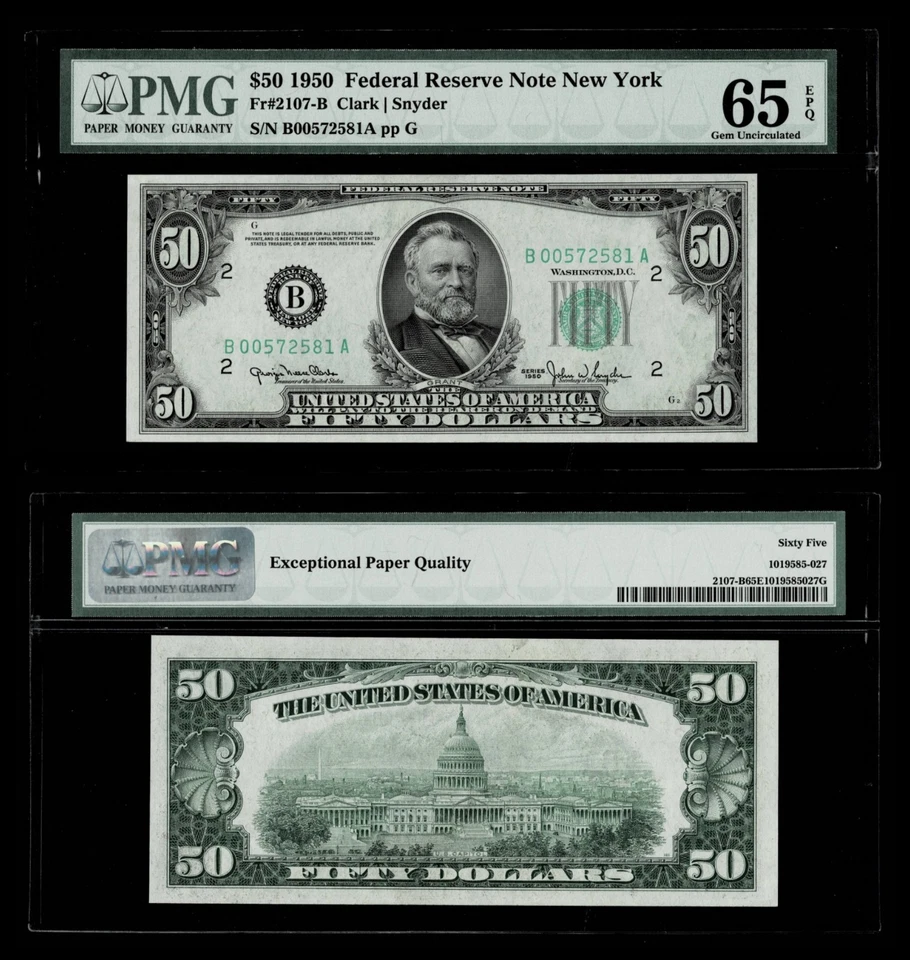Fr. 2107-B 1950 $50 FRN New York  PMG 65 EPQ - Image 1 of 1