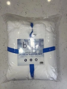 New His & Hers Bath Robes & Slipper Set S/M + L/XL Robe + 2 Pairs Slippers Bliss - Picture 1 of 5