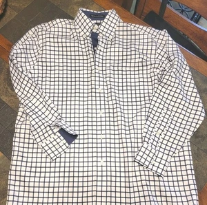 Paul Fredrick Mens Non-iron Classic Fit 16 32 White Blue Window Pane W/cont Trim - Picture 1 of 7