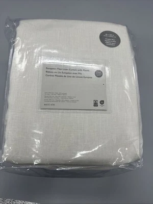 "Panel de cortina opaco de lino europeo plisado West Elm 48x108""" Foto 1 de 4