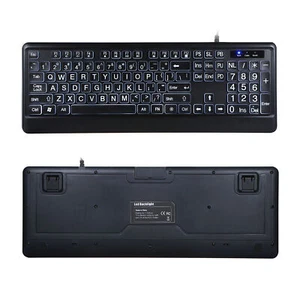 USB Interface Large Print Backlit Wired Keyboard USB Wired Lighted Keyboard Q4N8 - Picture 1 of 9