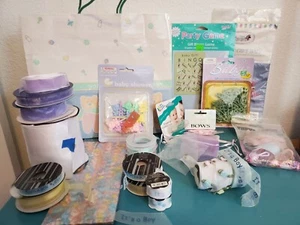 Baby Shower Craft Bundle Ribbon Scrapbooking Games Disney Gift Bags Tissue Paper - Picture 1 of 8