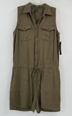 Lauren Ralph Lauren размер 10 льняной смеси Детский комбинезон короткий комбинезон темно-зеленый новый - Изображение 1 из 4