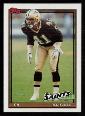 1991 Topps #317 Toi Cook RC Rookie New Orleans Saints Football Card - Image 1 of 2