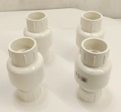 ProLine 101-608 2" In-Line Check Valve Spring Loaded White PVC S40 Solvent 4pk - Image 1 of 4