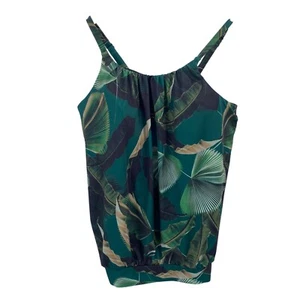 Swim By Cacique tankini blouson swim top size 14 green tropical leaf print cruis - Picture 1 of 11