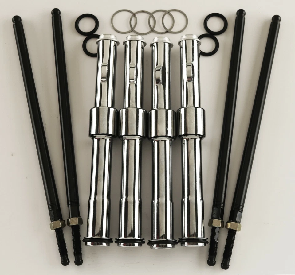 KIT VARILLA DE EMPUJE CROMADA HARLEY MOTOR DOBLE LEVA TOURING SOFTAIL DYNA HECHO EN EE. UU. 99-17 Foto 1 de 1