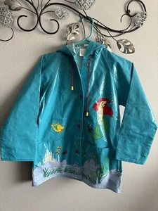 Disney Little Mermaid Raincoat Rain Jacket Girls Size 7 90's Vintage Ariel - Picture 1 of 23