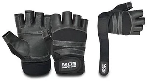 FITNESS GLOVES WEIGHT LIFTING GYM TRAINING PADDED LONG STRAP WRIST SUPPORT - Picture 1 of 1