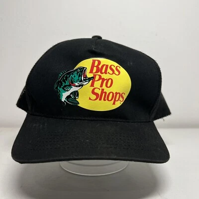 Bass Pro Shop рыбы логотип регулируемый мужской черный бейсболки кепка для взрослых шляпа EUC подлинный - Изображение 1 из 4