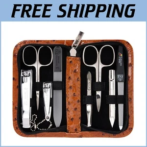 Deluxe 8-teiliges Nagelpflegeset aus synthetischem Straußenleder - perfekte Geschenkidee - Bild 1 von 8