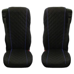 Designed to fit DAF 106 XF Euro 6 TRUCK SEAT COVERS WITH BLUE PIPING - Picture 1 of 2