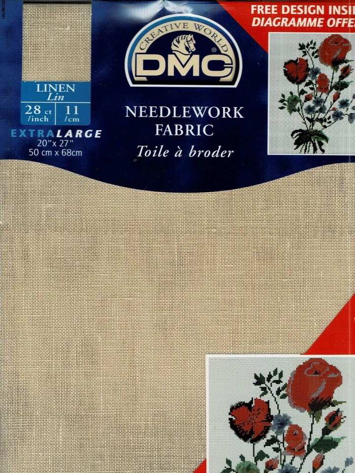 DMC NEEDLEWORK FABRIC-BY CREATIVE WORLD-28 COUNT LINEN-20" X 27" AND FREE DESIGN - Image 1 of 1