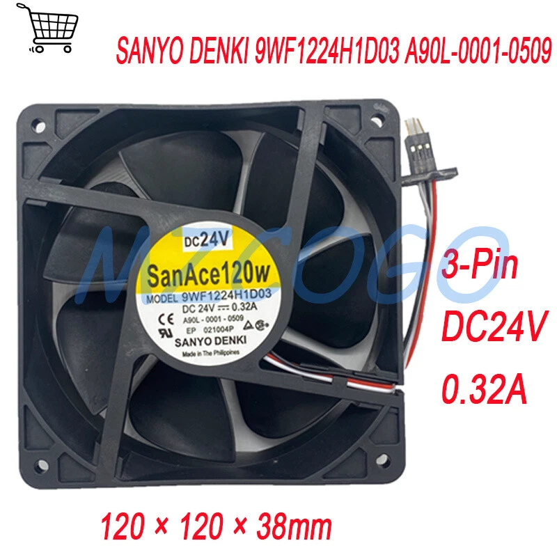 For SANYO SanAce120 DENKI Cooling Fan A90L-0001-0509 9WF1224H1D03 0.32A 24V 3Pin