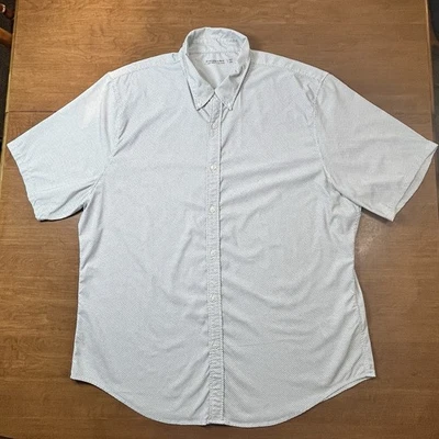 Abercrombie & Fitch Mens XXL Button Down Short Sleeve Shirt White w/ Blue Design - Image 1 of 4
